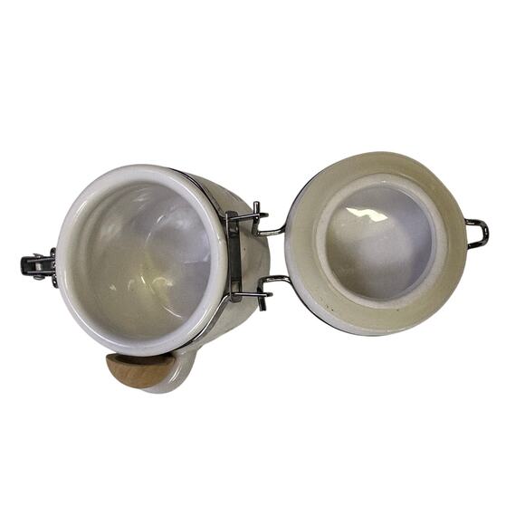 WCL Ceramic Mini Floral Design Spice Jar Canisters with Wooden Spoons-Set of 6 - Picture 7 of 13